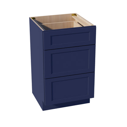 HB - VDB2121: Indigo Blue Shaker 21"W x 34 - 1/2"H x 21"D 3 Drawers Vanity Base Cabinets - NextCabinets