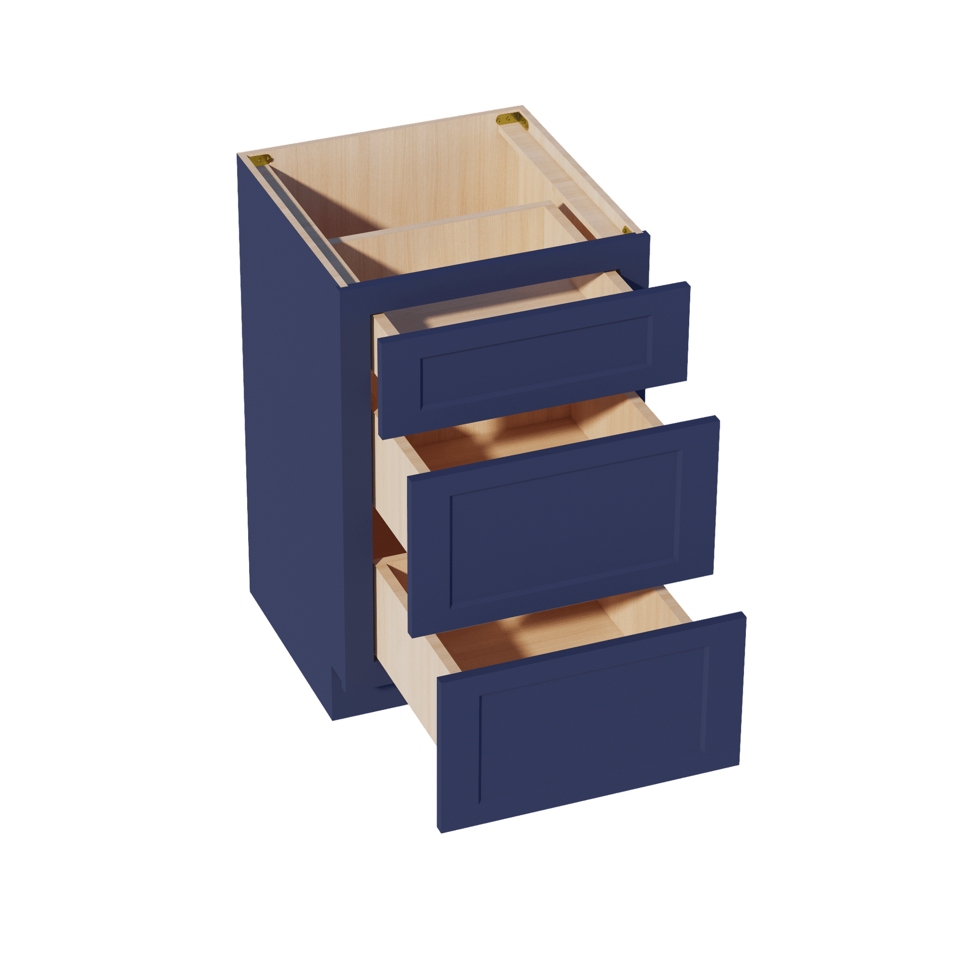 HB - VDB2121: Indigo Blue Shaker 21"W x 34 - 1/2"H x 21"D 3 Drawers Vanity Base Cabinets - NextCabinets