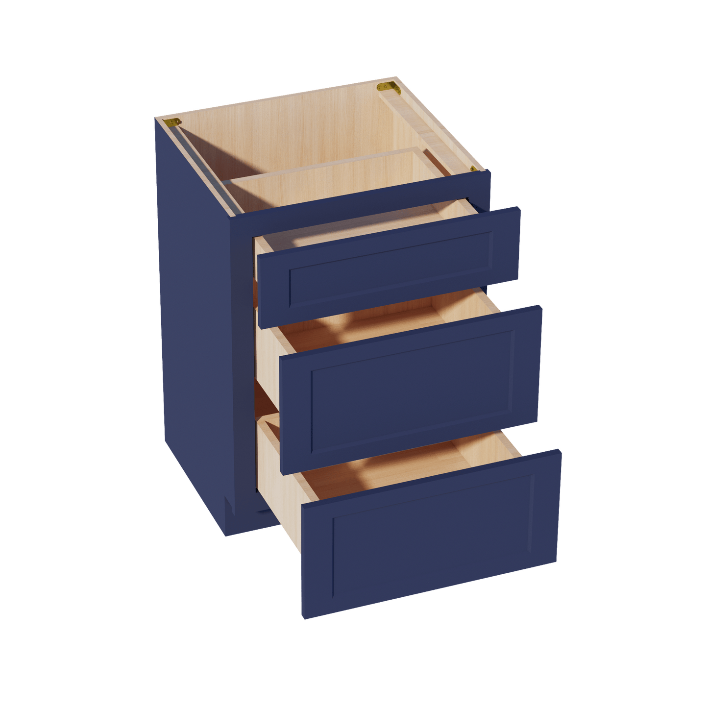 HB - VDB2421: Indigo Blue Shaker 24"W x 34 - 1/2"H x 21"D 3 Drawers Vanity Base Cabinets - NextCabinets