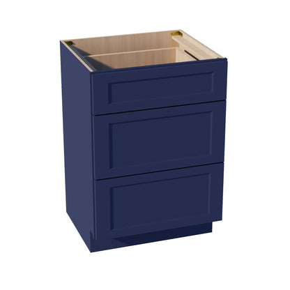 HB - VDB2421: Indigo Blue Shaker 24"W x 34 - 1/2"H x 21"D 3 Drawers Vanity Base Cabinets - NextCabinets