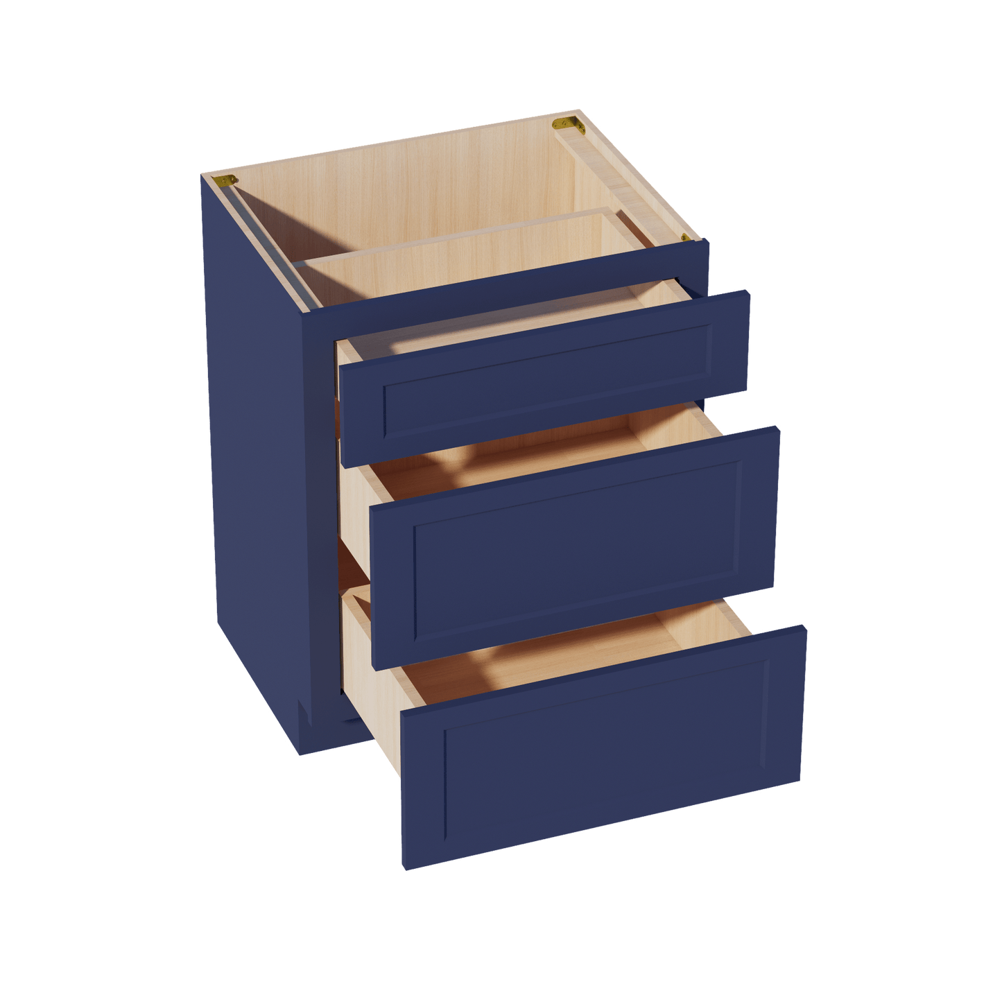 HB - VDB2721: Indigo Blue Shaker 27"W x 34 - 1/2"H x 21"D 3 Drawers Vanity Base Cabinets - NextCabinets