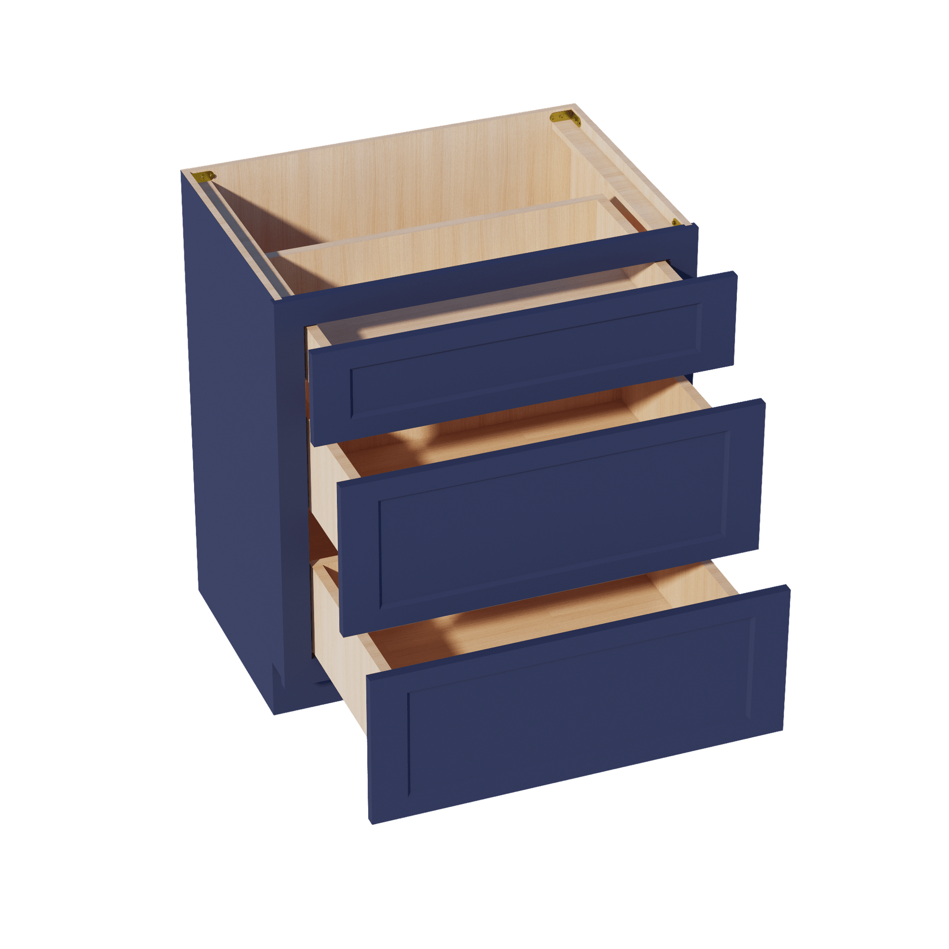 HB - VDB3021: Indigo Blue Shaker 30"W x 34 - 1/2"H x 21"D 3 Drawers Vanity Base Cabinets - NextCabinets