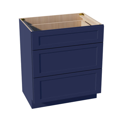 HB - VDB3021: Indigo Blue Shaker 30"W x 34 - 1/2"H x 21"D 3 Drawers Vanity Base Cabinets - NextCabinets