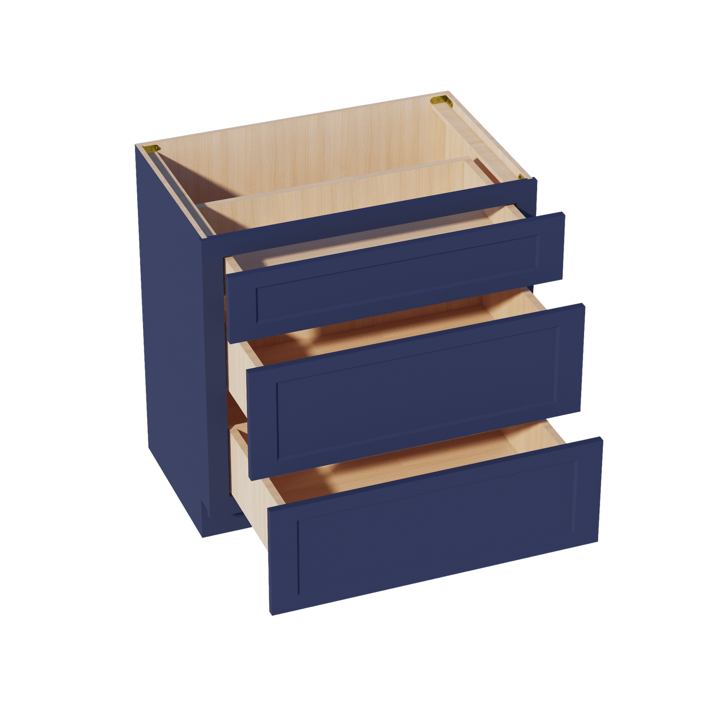 HB - VDB3321: Indigo Blue Shaker 33"W x 34 - 1/2"H x 21"D 3 Drawers Vanity Base Cabinets - NextCabinets