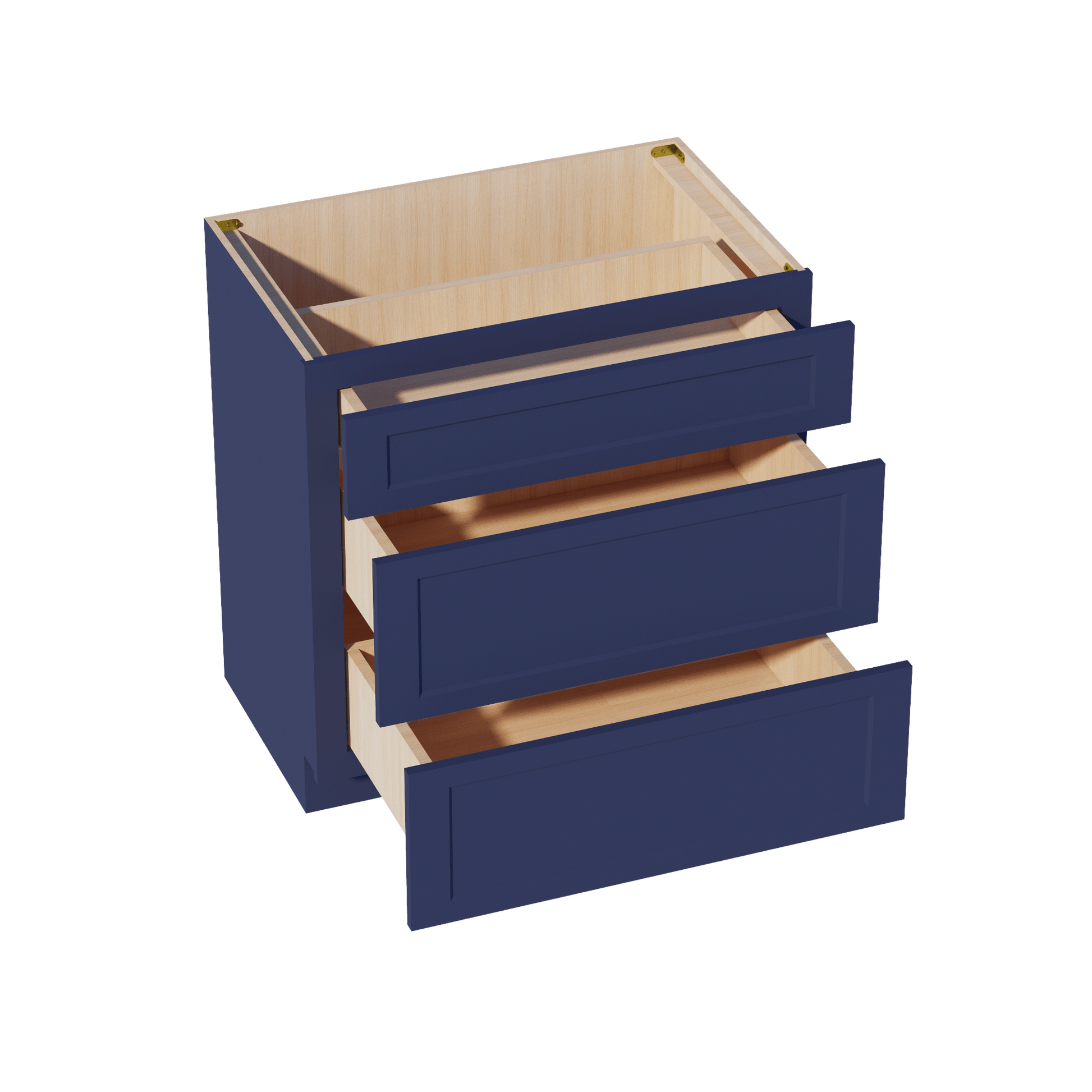 HB - VDB3321: Indigo Blue Shaker 33"W x 34 - 1/2"H x 21"D 3 Drawers Vanity Base Cabinets - NextCabinets