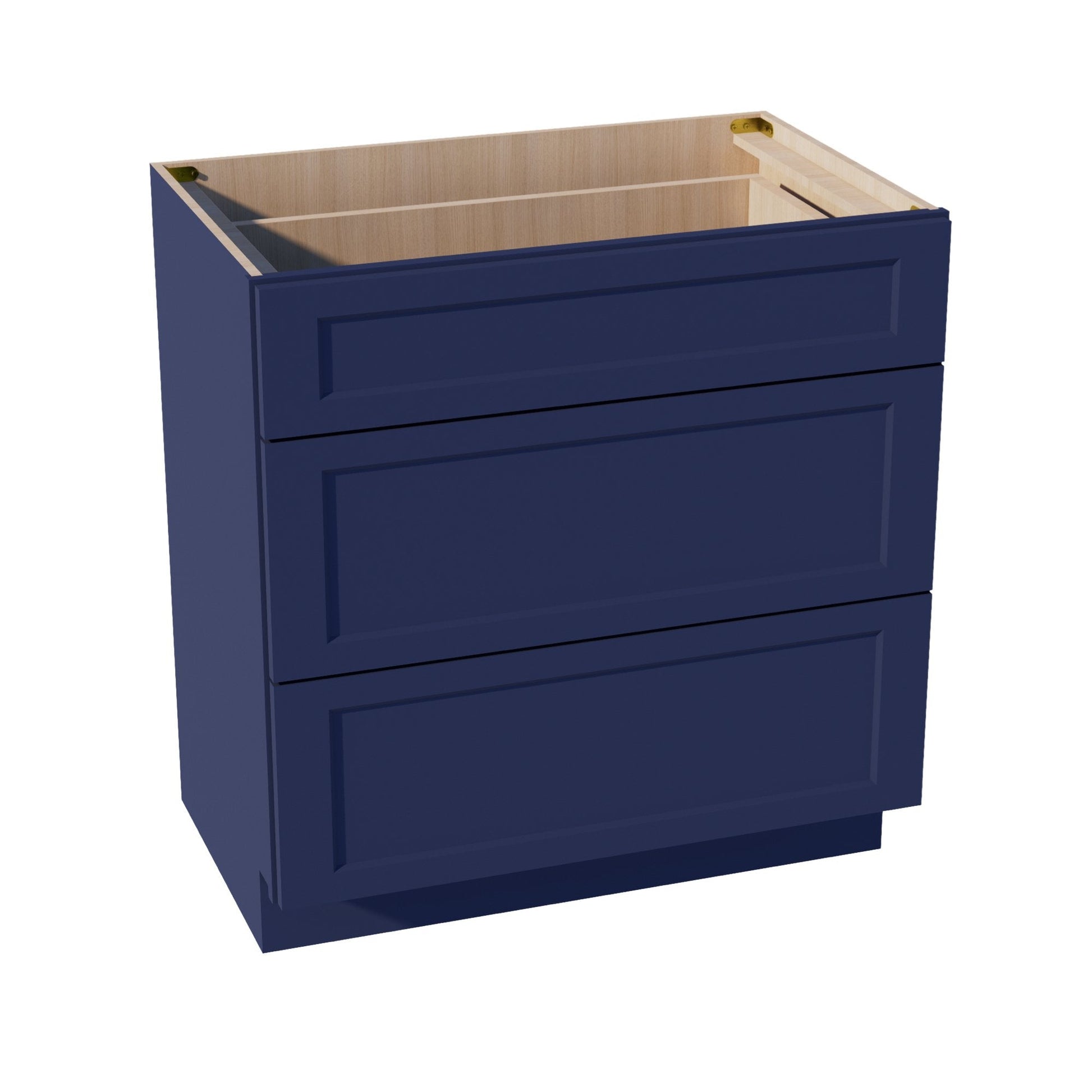 HB - VDB3321: Indigo Blue Shaker 33"W x 34 - 1/2"H x 21"D 3 Drawers Vanity Base Cabinets - NextCabinets