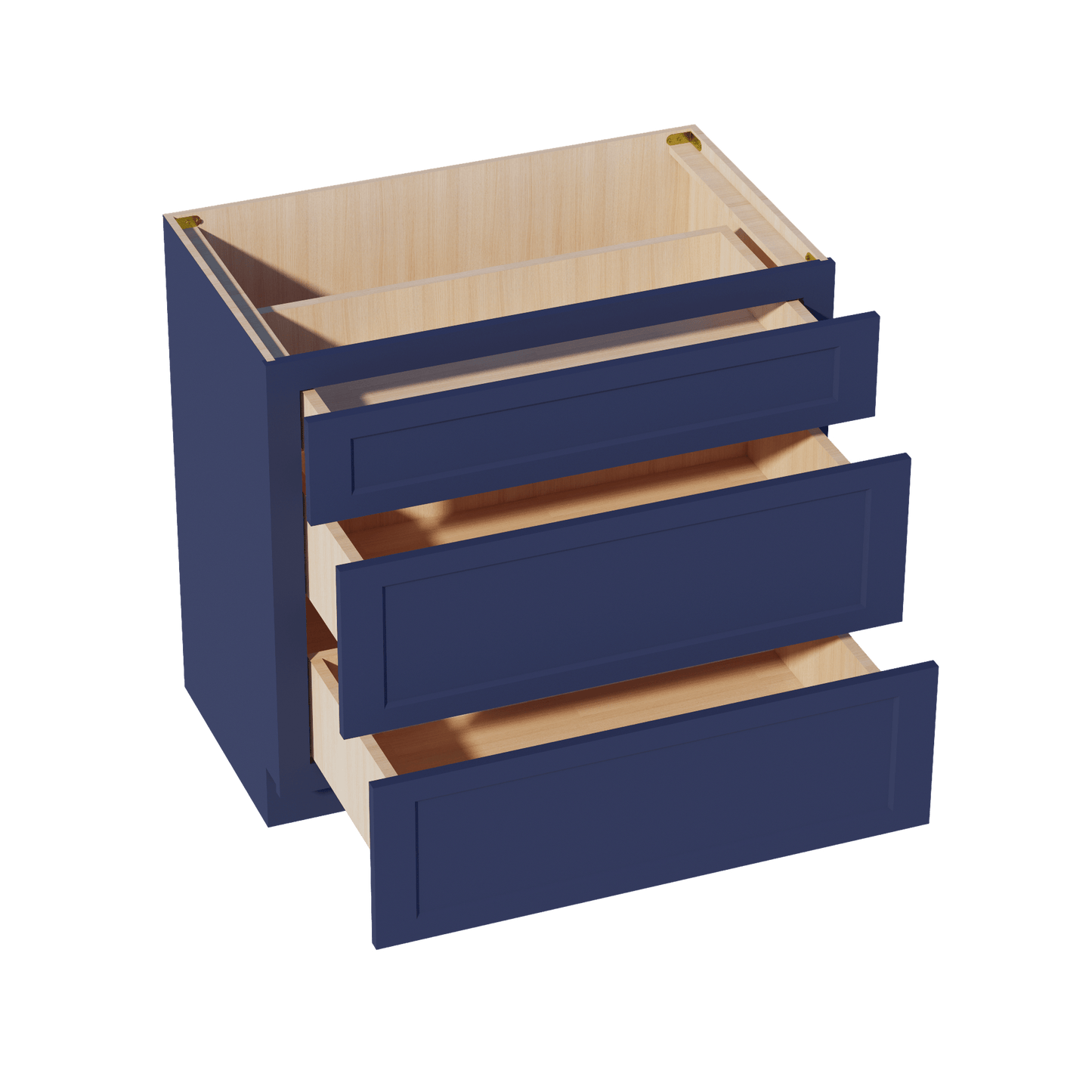 HB - VDB3621: Indigo Blue Shaker 36"W x 34 - 1/2"H x 21"D 3 Drawers Vanity Base Cabinets - NextCabinets