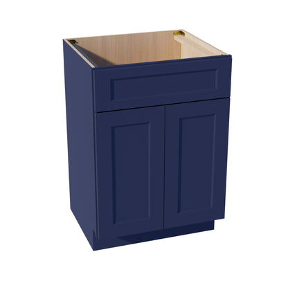 HB - VSB2421: Indigo Blue Shaker 24"W x 34 - 1/2"H x 21"D 2 Doors & 1 False Drawer Vanity Sink Base Cabinets - NextCabinets