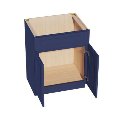HB - VSB2721: Indigo Blue Shaker 27"W x 34 - 1/2"H x 21"D 2 Doors & 1 False Drawer Vanity Sink Base Cabinets - NextCabinets