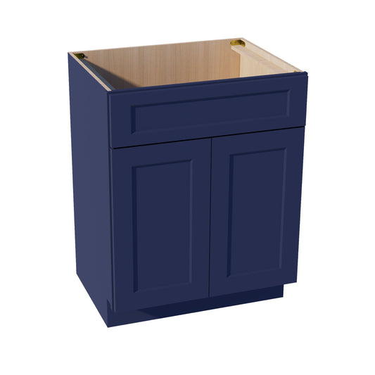 HB - VSB2721: Indigo Blue Shaker 27"W x 34 - 1/2"H x 21"D 2 Doors & 1 False Drawer Vanity Sink Base Cabinets - NextCabinets