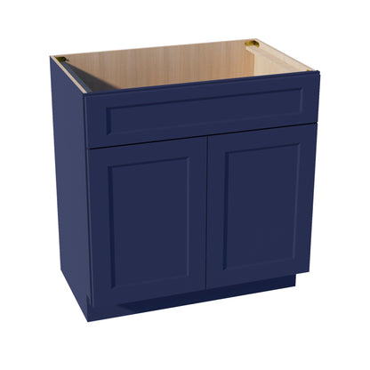 HB - VSB3321: Indigo Blue Shaker 33"W x 34 - 1/2"H x 21"D 2 Doors & 1 False Drawer Vanity Sink Base Cabinets - NextCabinets