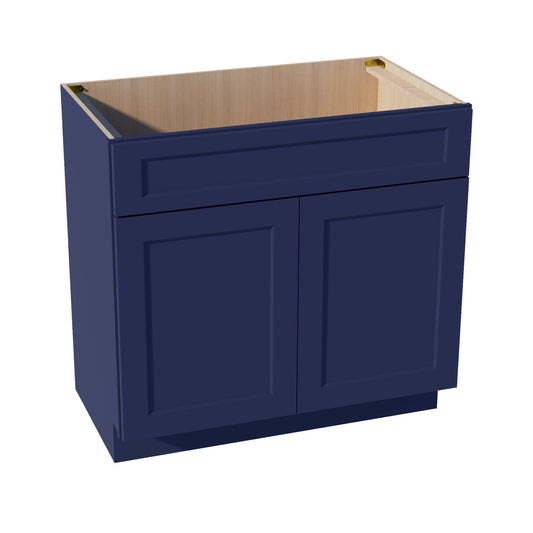 HB - VSB3621: Indigo Blue Shaker 36"W x 34 - 1/2"H x 21"D 2 Doors & 1 False Drawer Vanity Sink Base Cabinets - NextCabinets