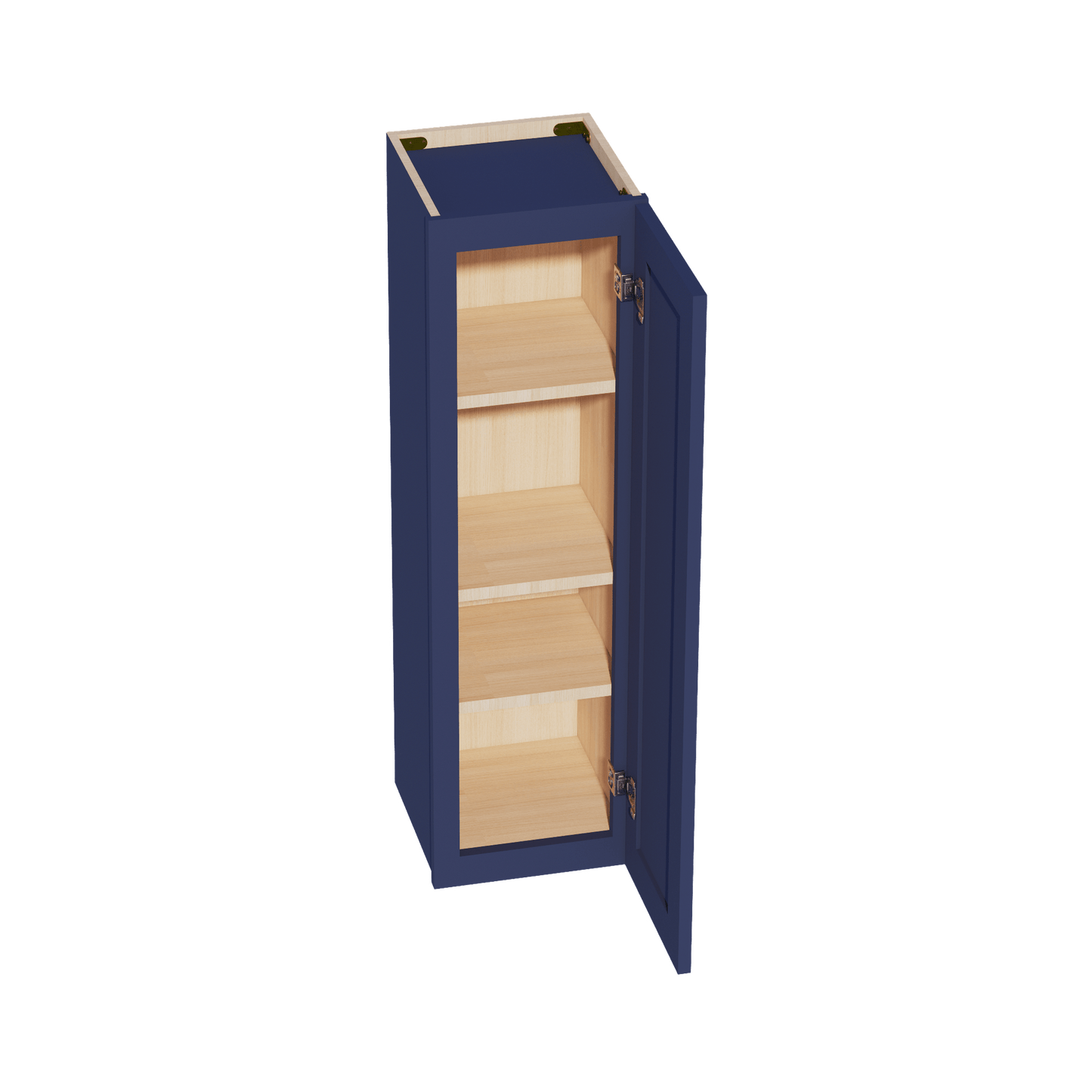 HB - W1242: Indigo Blue Shaker 12"W x 42"H 1 Door & 3 Shelves Standard Wall Cabinet - NextCabinets