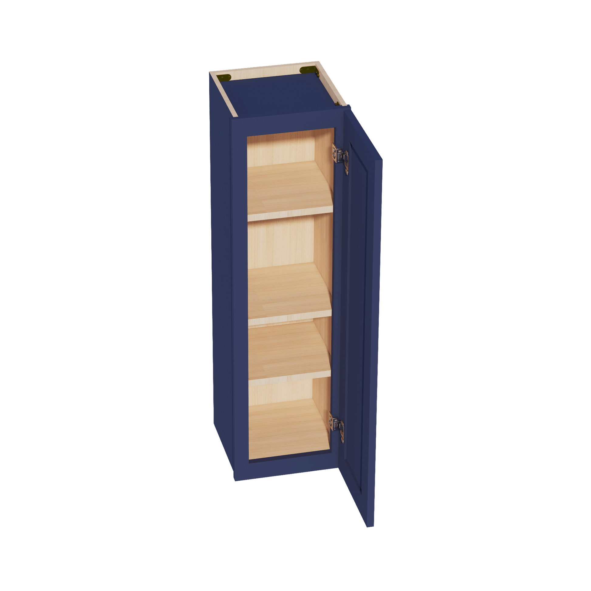 HB - W1242: Indigo Blue Shaker 12"W x 42"H 1 Door & 3 Shelves Standard Wall Cabinet - NextCabinets