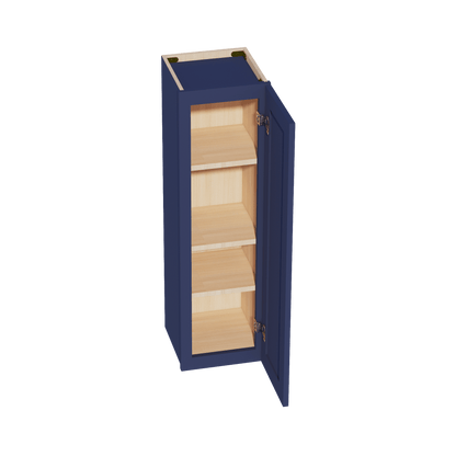 HB - W1242: Indigo Blue Shaker 12"W x 42"H 1 Door & 3 Shelves Standard Wall Cabinet - NextCabinets