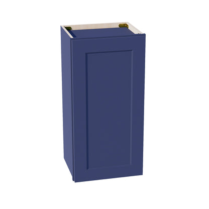 HB - W1530: Indigo Blue Shaker 15"W x 30"H 1 Door & 2 Shelves Standard Wall Cabinet - NextCabinets
