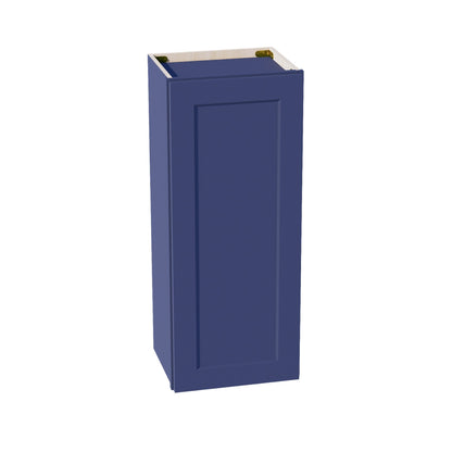 HB - W1536: Indigo Blue Shaker 15"W x 36"H 1 Door & 2 Shelves Standard Wall Cabinet - NextCabinets