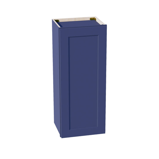 HB - W1536: Indigo Blue Shaker 15"W x 36"H 1 Door & 2 Shelves Standard Wall Cabinet - NextCabinets