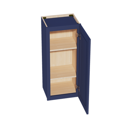 HB - W1536: Indigo Blue Shaker 15"W x 36"H 1 Door & 2 Shelves Standard Wall Cabinet - NextCabinets