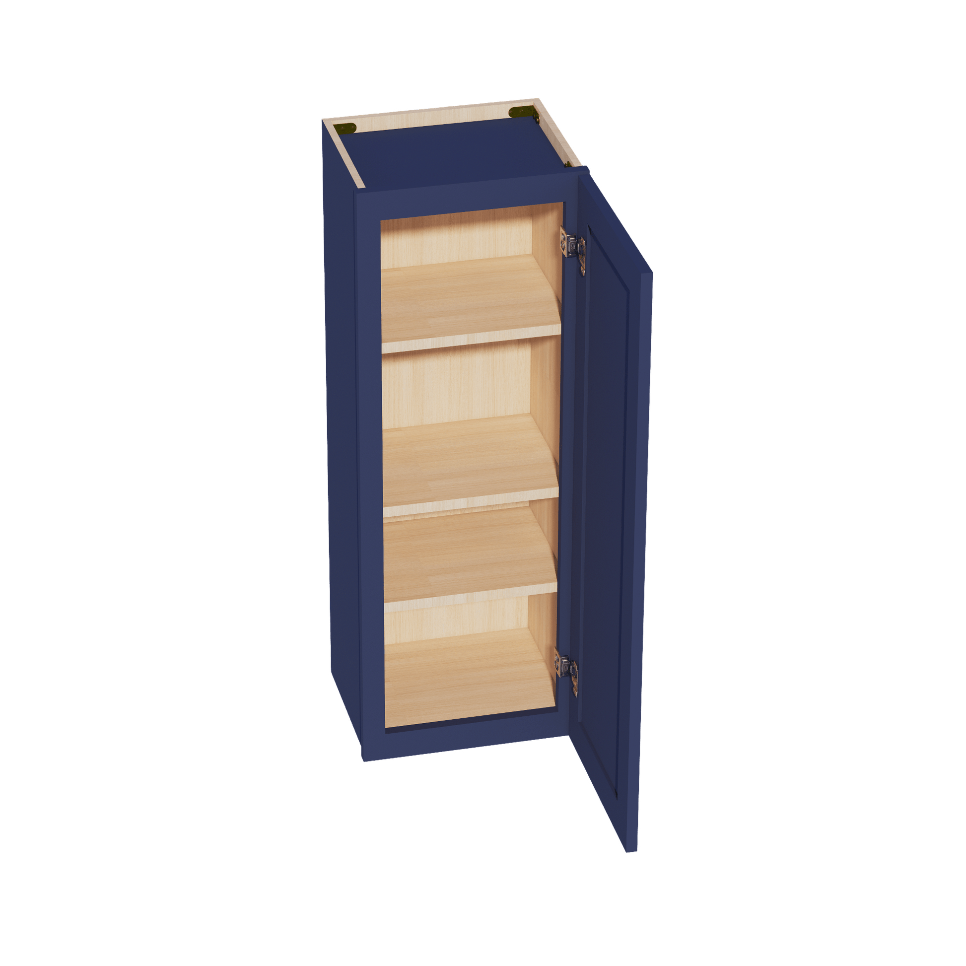 HB - W1542: Indigo Blue Shaker 15"W x 42"H 1 Door & 3 Shelves Standard Wall Cabinet - NextCabinets