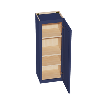 HB - W1542: Indigo Blue Shaker 15"W x 42"H 1 Door & 3 Shelves Standard Wall Cabinet - NextCabinets