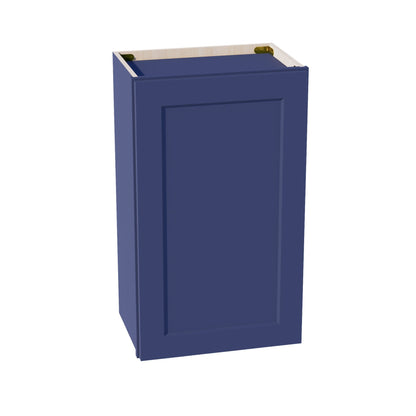 HB - W1830: Indigo Blue Shaker 18"W x 30"H 1 Door & 2 Shelves Standard Wall Cabinet - NextCabinets