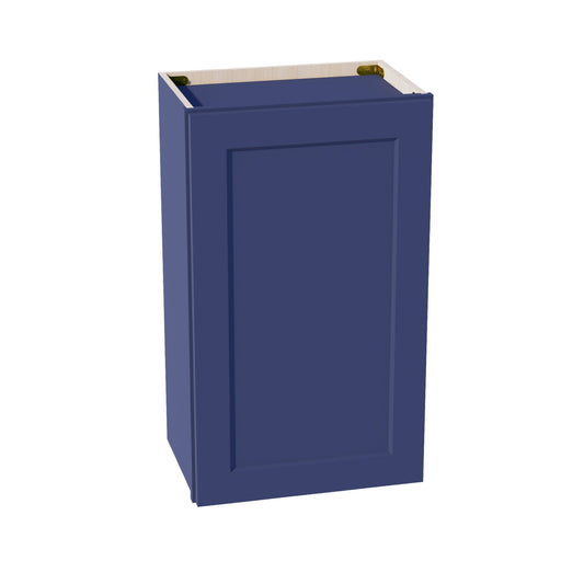 HB - W1830: Indigo Blue Shaker 18"W x 30"H 1 Door & 2 Shelves Standard Wall Cabinet - NextCabinets