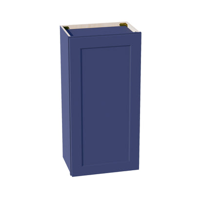 HB - W1836: Indigo Blue Shaker 18"W x 36"H 1 Door & 2 Shelves Standard Wall Cabinet - NextCabinets
