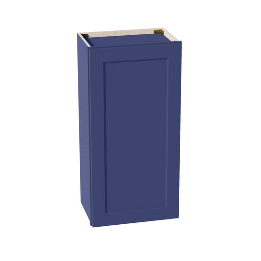 HB - W1836: Indigo Blue Shaker 18"W x 36"H 1 Door & 2 Shelves Standard Wall Cabinet - NextCabinets