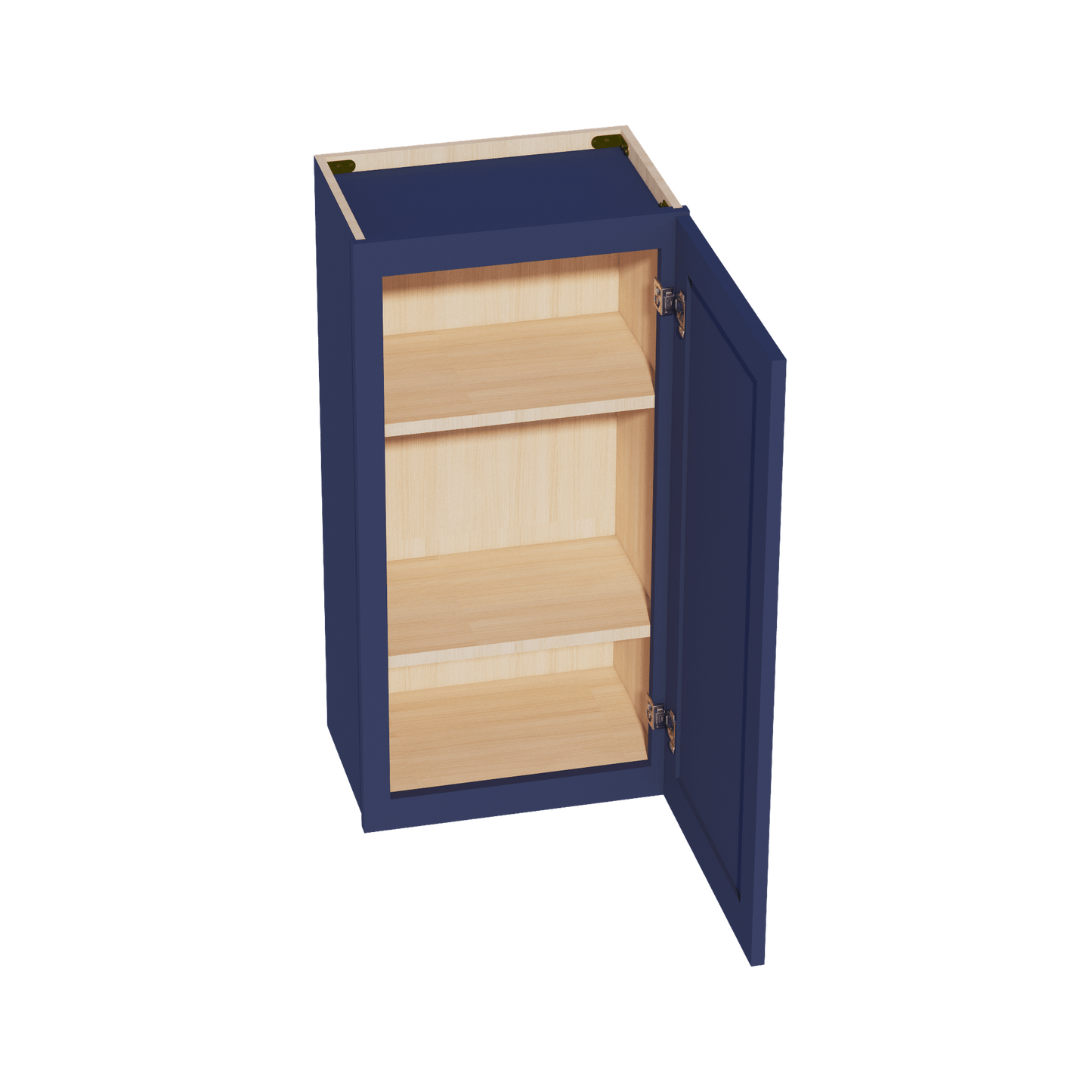 HB - W1836: Indigo Blue Shaker 18"W x 36"H 1 Door & 2 Shelves Standard Wall Cabinet - NextCabinets