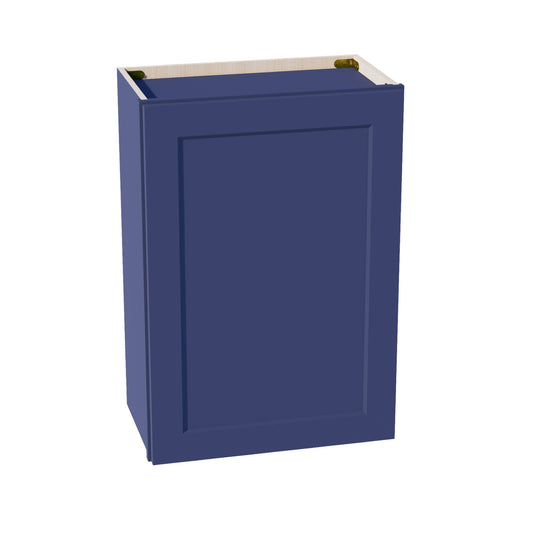 HB - W2130: Indigo Blue Shaker 21"W x 30"H 1 Door & 2 Shelves Standard Wall Cabinet - NextCabinets