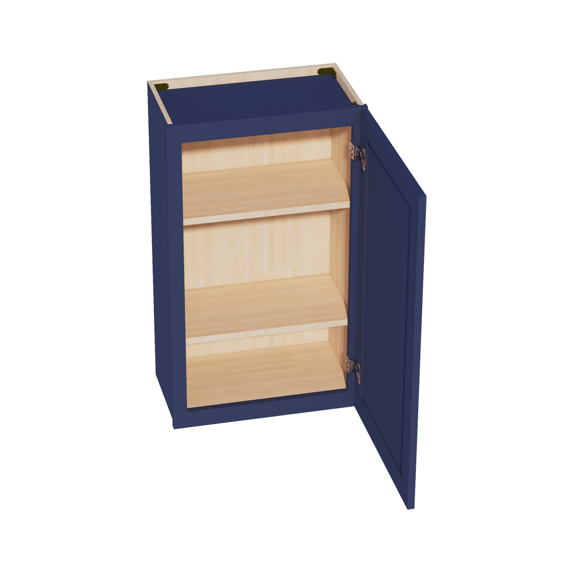 HB - W2136: Indigo Blue Shaker 21"W x 36"H 1 Door & 2 Shelves Standard Wall Cabinet - NextCabinets