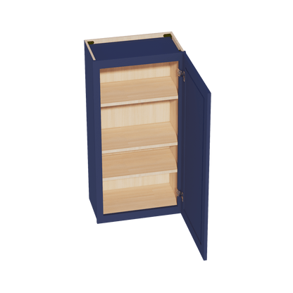 HB - W2142: Indigo Blue Shaker 21"W x 42"H 1 Door & 3 Shelves Standard Wall Cabinet - NextCabinets