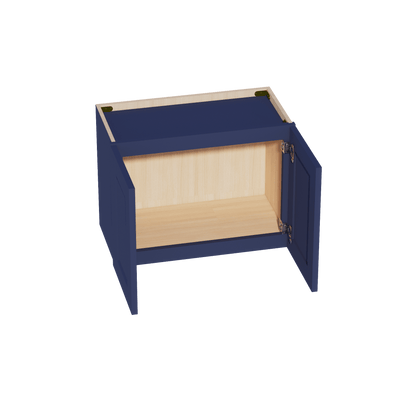 HB - W2418: Indigo Blue Shaker 24"W x 18"H 2 Doors Standard Wall Bridge Cabinet - NextCabinets