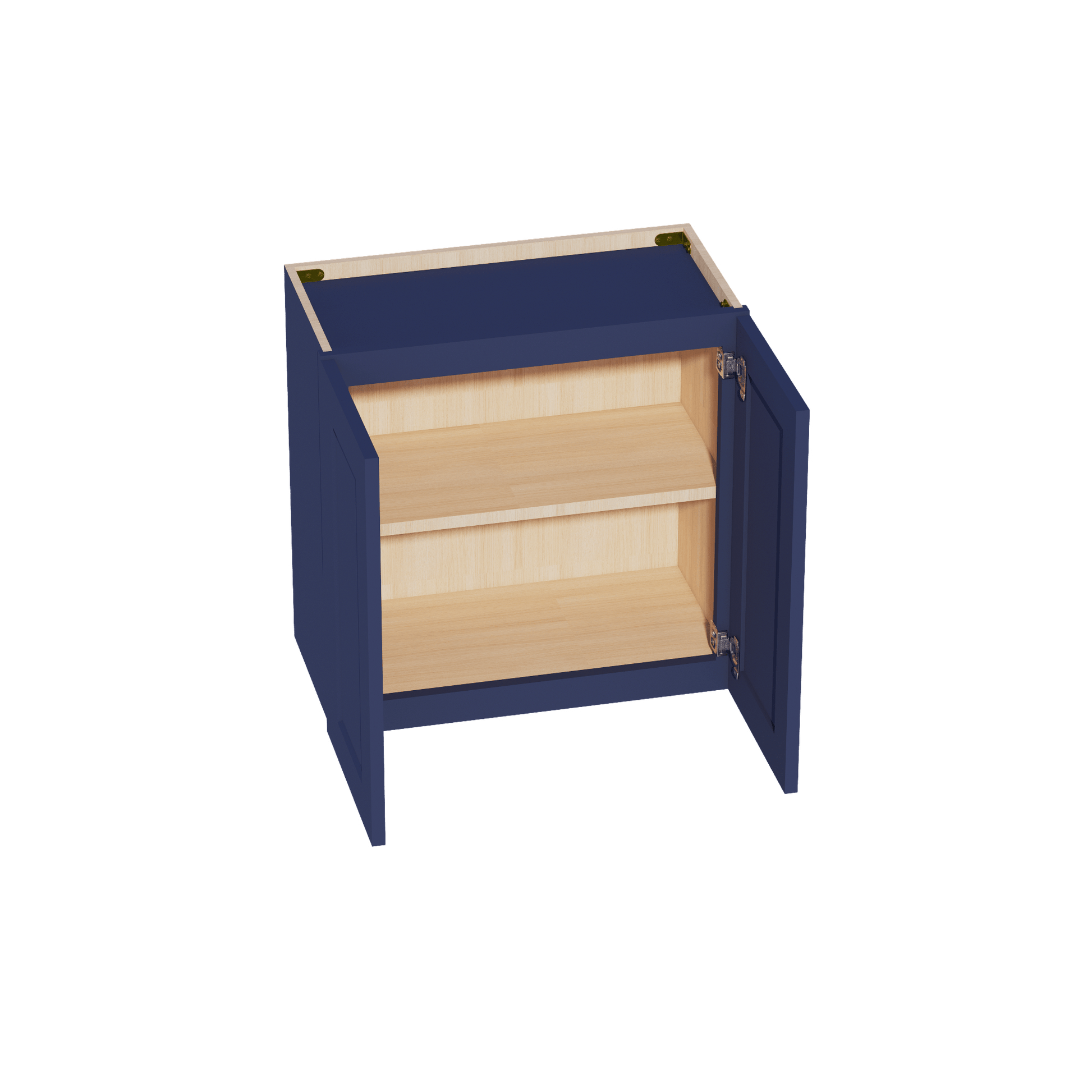 HB - W2424: Indigo Blue Shaker 24"W x 24"H 2 Doors Standard Wall Bridge Cabinet - NextCabinets