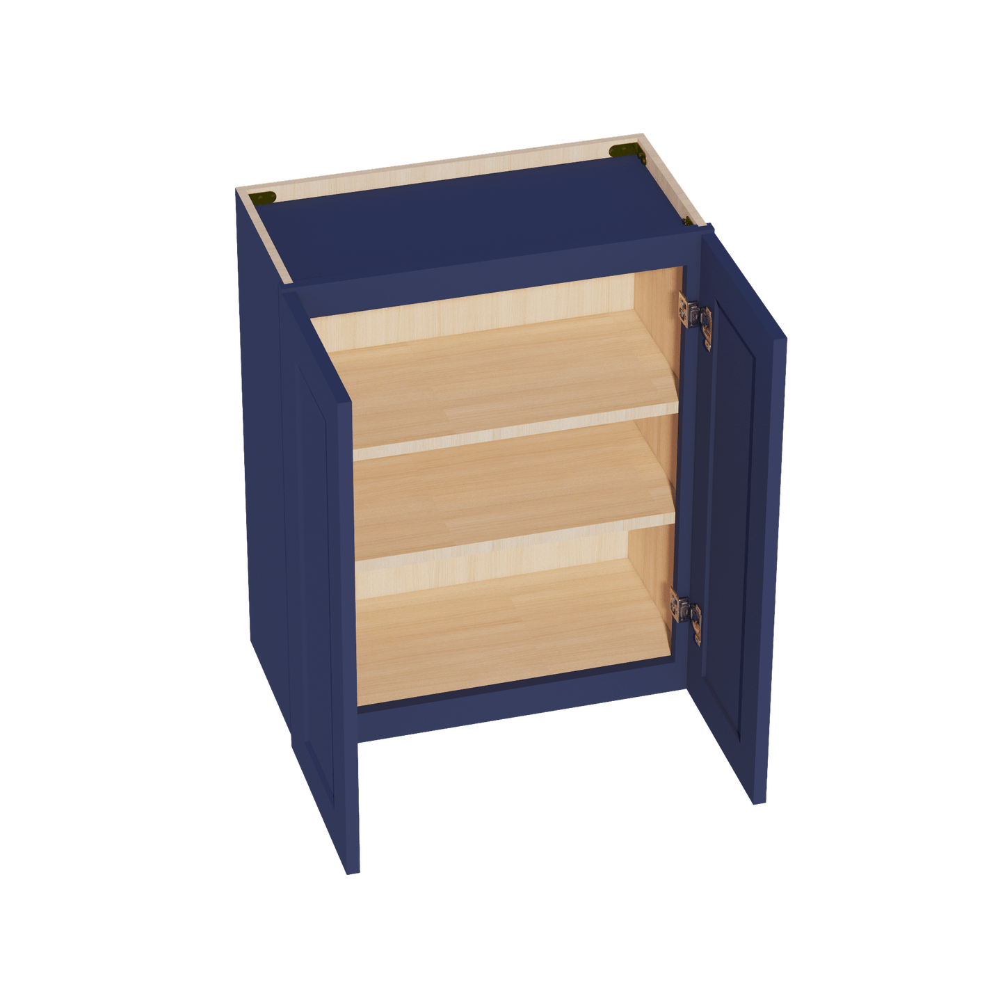HB - W2430: Indigo Blue Shaker 24"W x 30"H 2 Doors & 2 Shelves Standard Wall Cabinet - NextCabinets