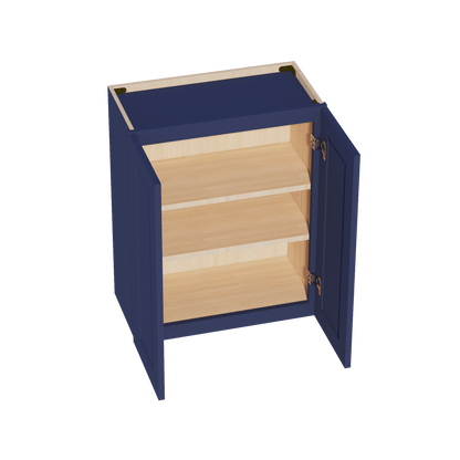 HB - W2430: Indigo Blue Shaker 24"W x 30"H 2 Doors & 2 Shelves Standard Wall Cabinet - NextCabinets