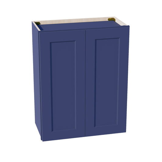 HB - W2430: Indigo Blue Shaker 24"W x 30"H 2 Doors & 2 Shelves Standard Wall Cabinet - NextCabinets