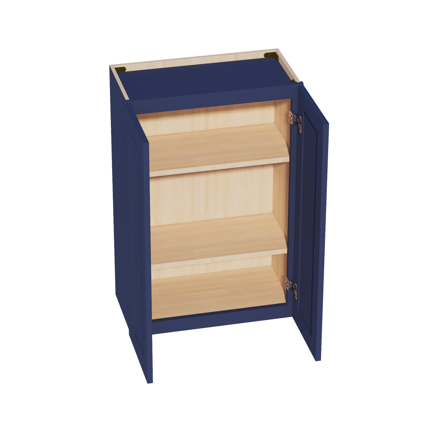 HB - W2436: Indigo Blue Shaker 24"W x 36"H 2 Doors & 2 Shelves Standard Wall Cabinet - NextCabinets