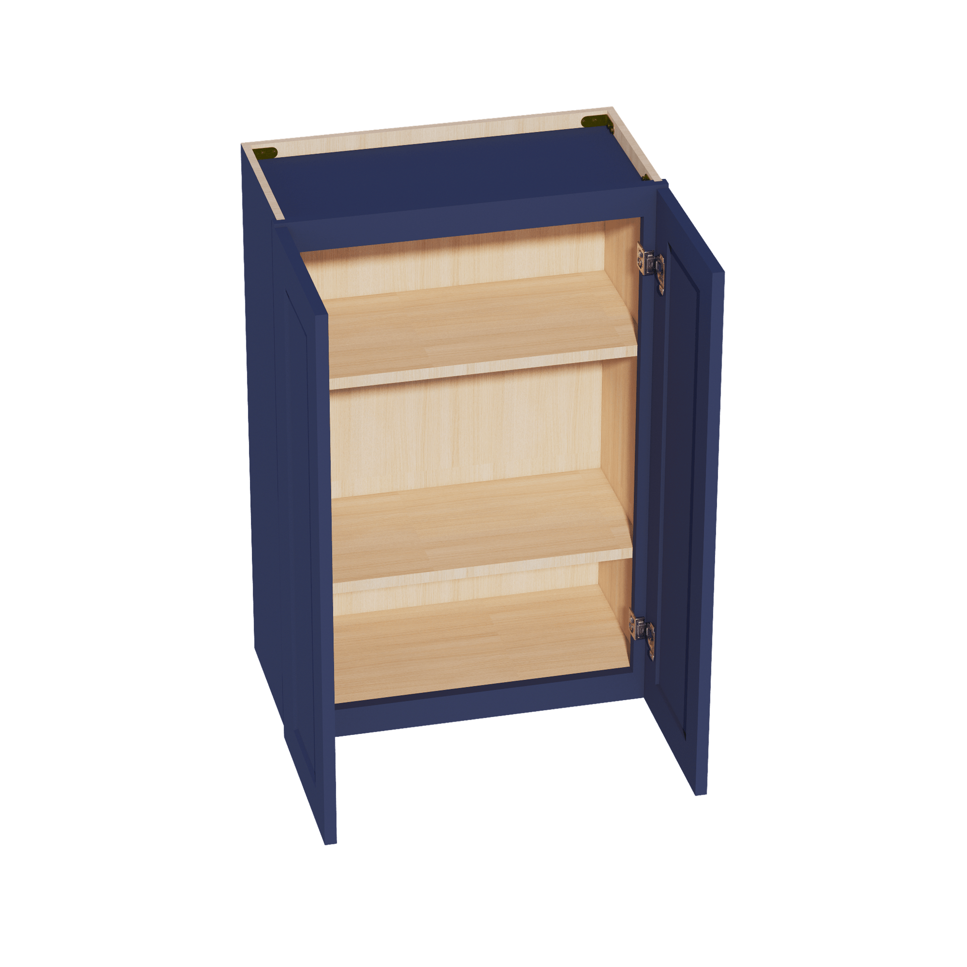 HB - W2436: Indigo Blue Shaker 24"W x 36"H 2 Doors & 2 Shelves Standard Wall Cabinet - NextCabinets