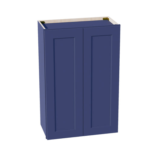HB - W2436: Indigo Blue Shaker 24"W x 36"H 2 Doors & 2 Shelves Standard Wall Cabinet - NextCabinets
