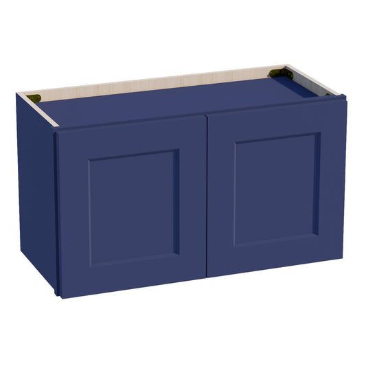 HB - W2715: Indigo Blue Shaker 27"W x 15"H 2 Doors Standard Wall Bridge Cabinet - NextCabinets