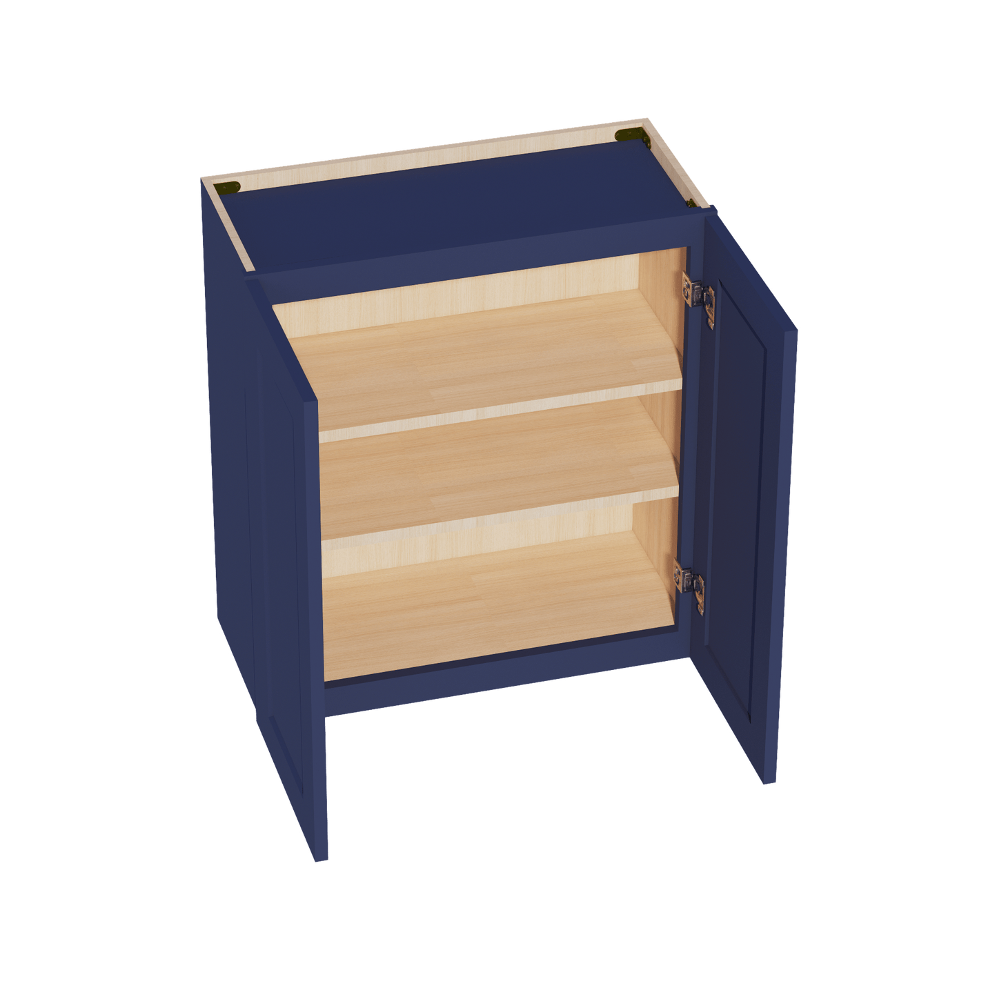 HB - W2730: Indigo Blue Shaker 27"W x 30"H 2 Doors & 2 Shelves Standard Wall Cabinet - NextCabinets
