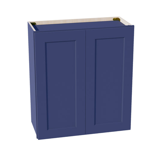 HB - W2730: Indigo Blue Shaker 27"W x 30"H 2 Doors & 2 Shelves Standard Wall Cabinet - NextCabinets