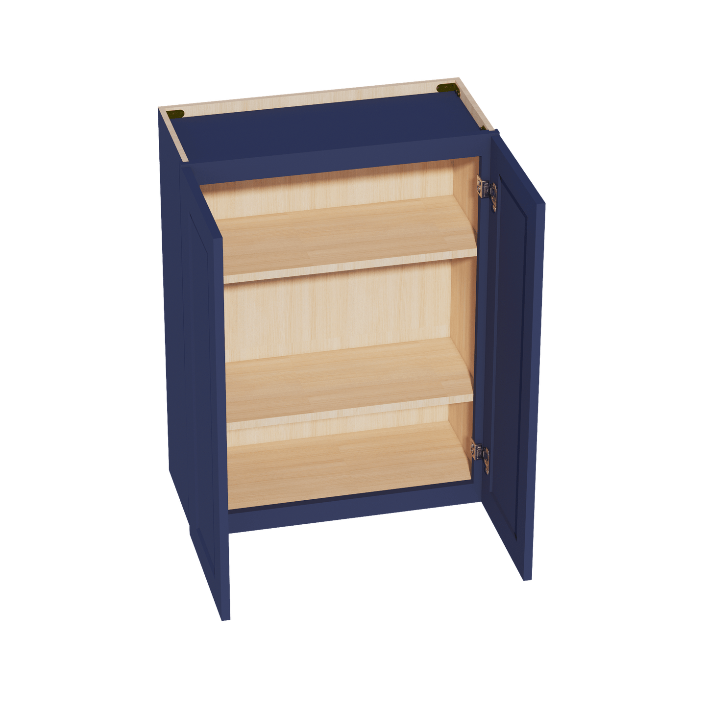 HB - W2736: Indigo Blue Shaker 27"W x 36"H 2 Doors & 2 Shelves Standard Wall Cabinet - NextCabinets