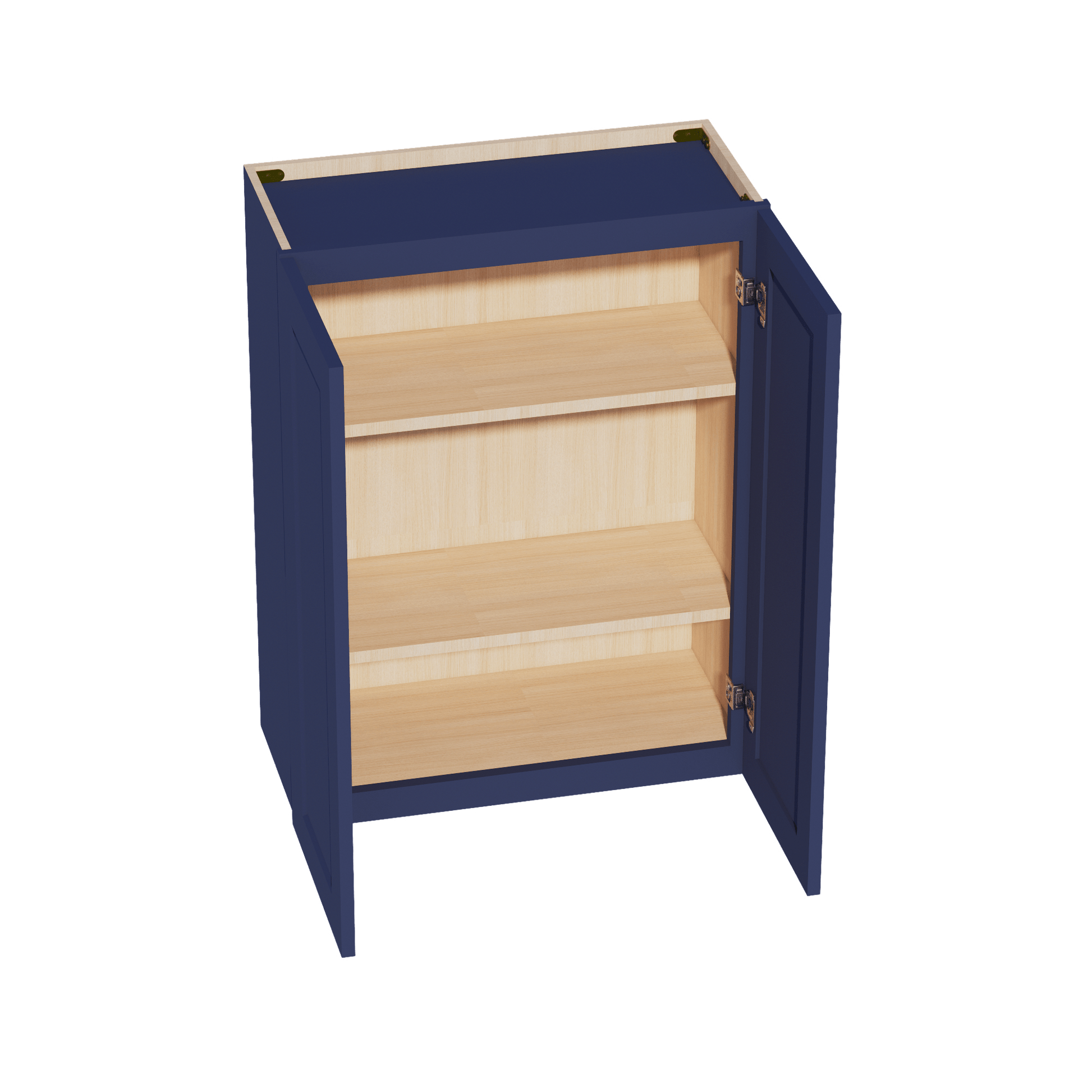 HB - W2736: Indigo Blue Shaker 27"W x 36"H 2 Doors & 2 Shelves Standard Wall Cabinet - NextCabinets