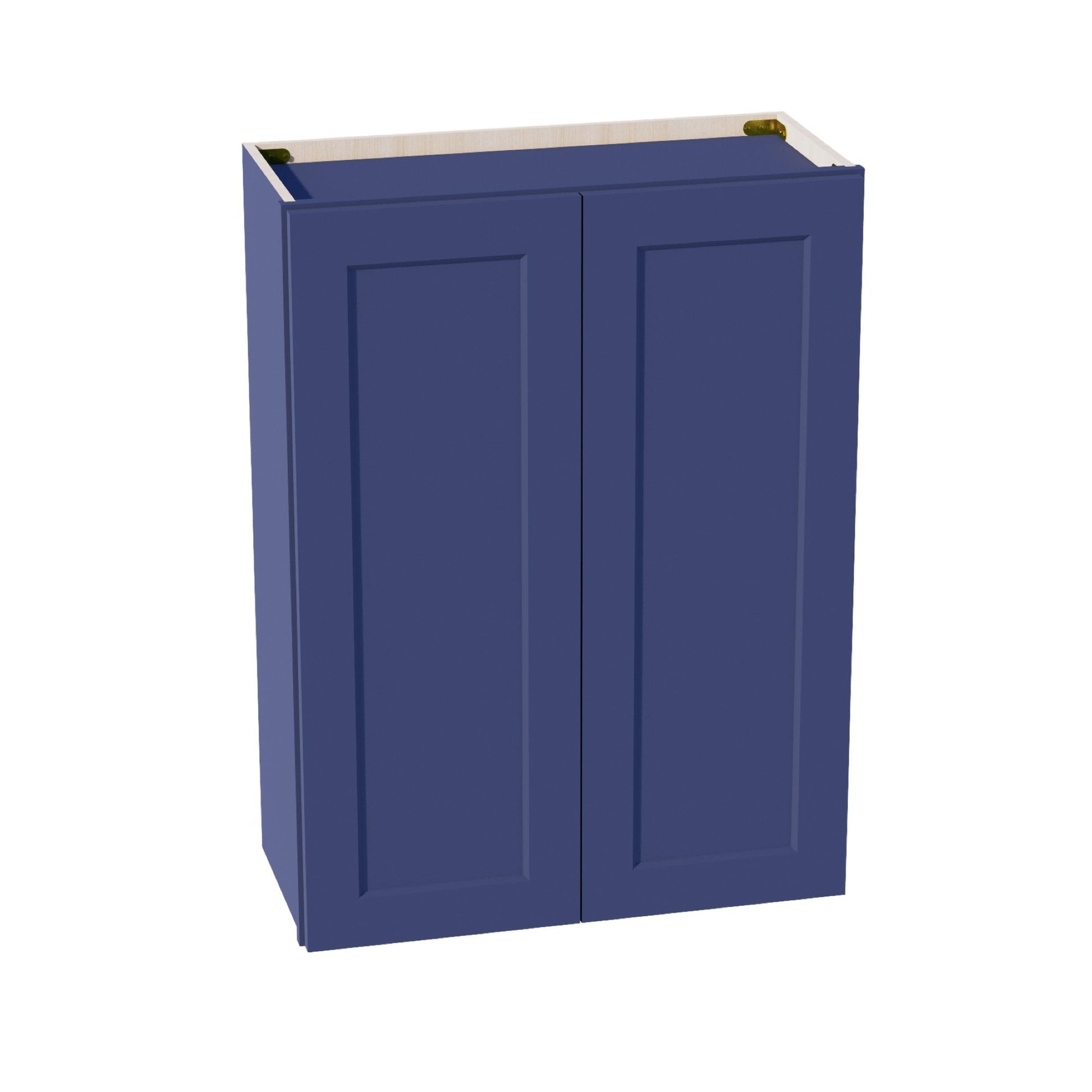 HB - W2736: Indigo Blue Shaker 27"W x 36"H 2 Doors & 2 Shelves Standard Wall Cabinet - NextCabinets