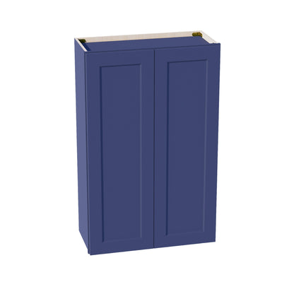 HB - W2742: Indigo Blue Shaker 27"W x 42"H 2 Doors & 3 Shelves Standard Wall Cabinet - NextCabinets