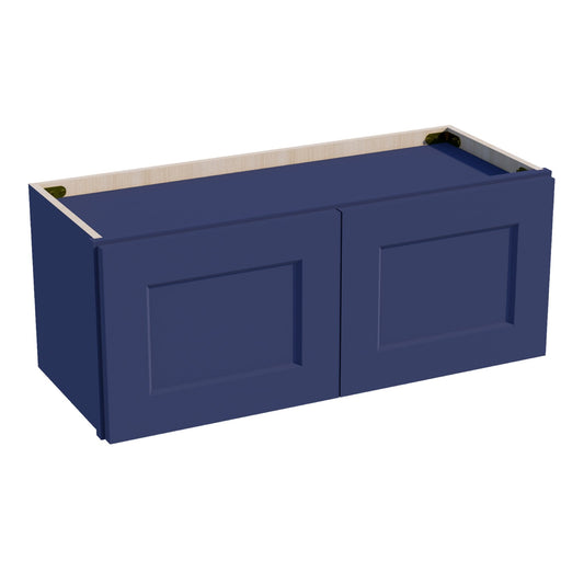 HB - W3012: Indigo Blue Shaker 30"W x 12"H 2 Doors Standard Wall Bridge Cabinet - NextCabinets