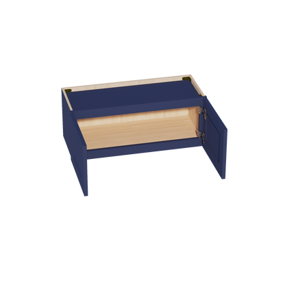 HB - W3012: Indigo Blue Shaker 30"W x 12"H 2 Doors Standard Wall Bridge Cabinet - NextCabinets